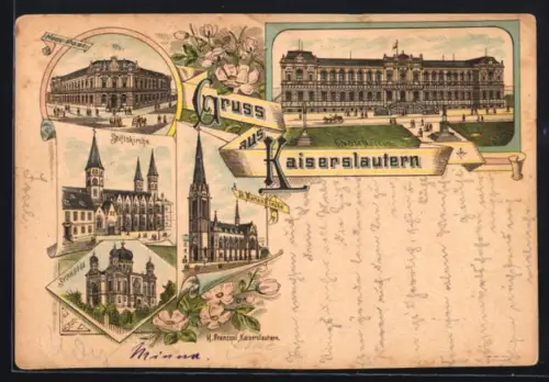 AK Kaiserslautern, Gewerbemuseum, Synagoge und Stiftskirche