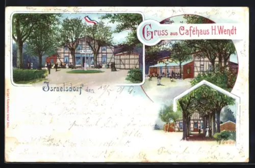 Lithographie Israelsdorf, Cafehaus von H. Wendt