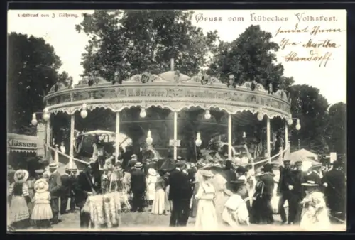 AK Lübeck, Karussel auf dem Lübecker Volksfest