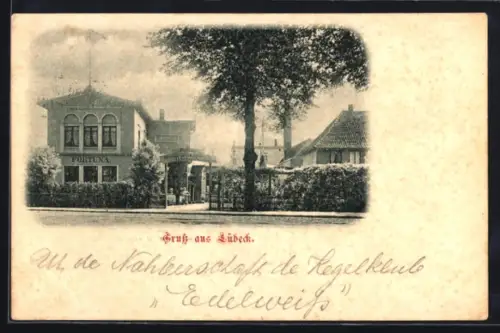 AK Lübeck, Restaurant und Kegelbahn Fortuna von H. Schwarz