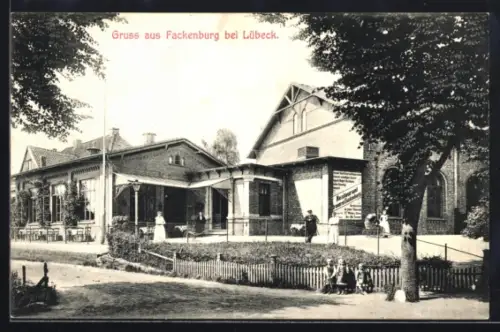 AK Fackenburg bei Lübeck, Restaurant Brauerei Fackenburg, Besitzer Otto Tamsen