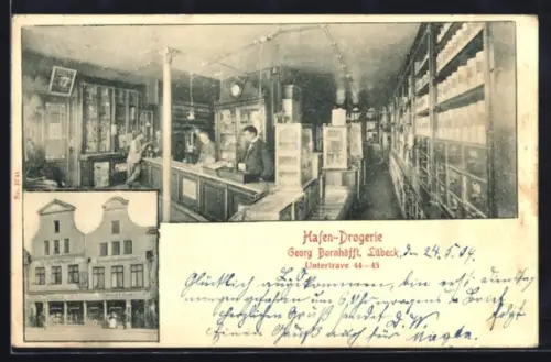 AK Lübeck, Hafen-Drogerie Georg Bornhöfft