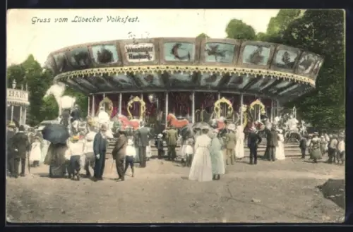 AK Lübeck, Karussel auf dem Lübecker Volksfest