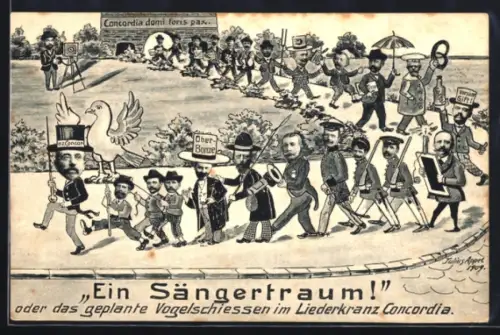 AK Lübeck, Vogelschiessen im Liederkranz Concordia, Humoristischer Abend 1909