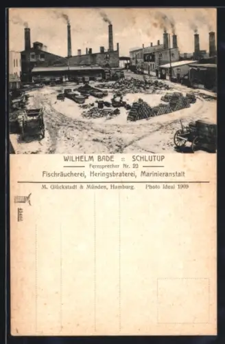 AK Schlutup, Fischräucherei und Heringsbraterei Wilhelm Bade