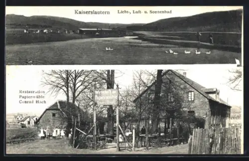 AK Kaiserslautern, Gasthaus zur Papiermühle, Bes. Conrad Hach, Landschaftspanorama