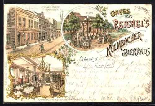 Lithographie Lübeck, Restaurant Reichels Kulmbacher Bierhaus, Fleischhauerstrasse 16