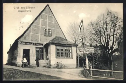 AK Lübeck, Gasthof Zur Einsegelfähre, Bes. G. Volckmann