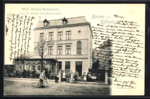 AK Lübeck, Wilh. Groths Restaurant, Ecke der Roons- und Marlystrasse