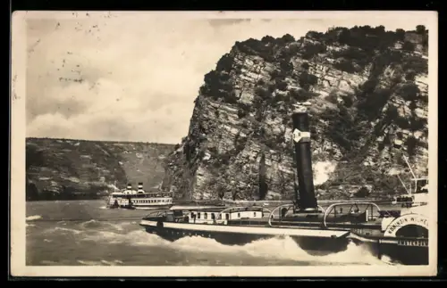 AK Schleppdampfer Koningin Wilhelmina aus Amsterdam an der Loreley