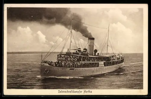 AK Salonschnelldampfer Hertha auf hoher See, Passagierschiff