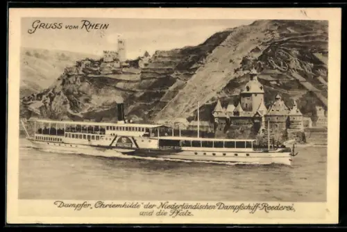 AK Rhein-Dampfer Chriemhilde der Niederländischen Dampfschiff-Reederei und die Pfalz
