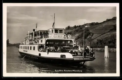 AK Fähre Konstanz zwischen Konstanz-Meersburg mit Automobilen an Bord
