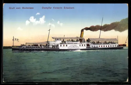 AK Raddampfer Kaiserin Elisabeth auf dem Bodensee querab von Backbord