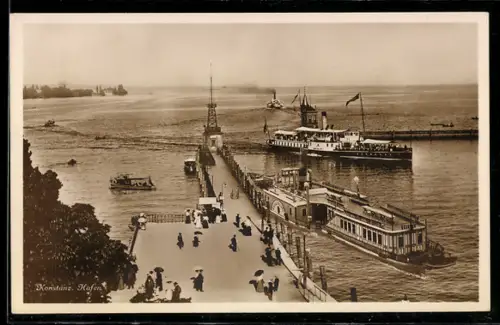 AK Konstanz, Raddampfer Kaiser Franz Josef I. bei Einfahrt in den Hafen