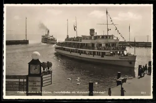 AK Motorschiff Schwaben im Dampferhafen von Friedrichshafen am Bodensee