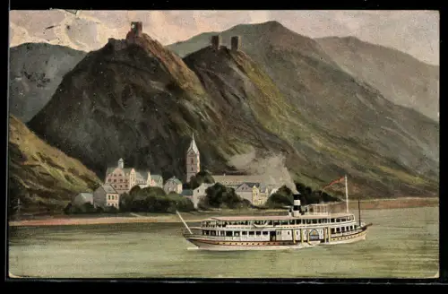 AK Salondampfer der Köln-Düsseldorfer Rheindampfschiffahrt auf dem Rhein