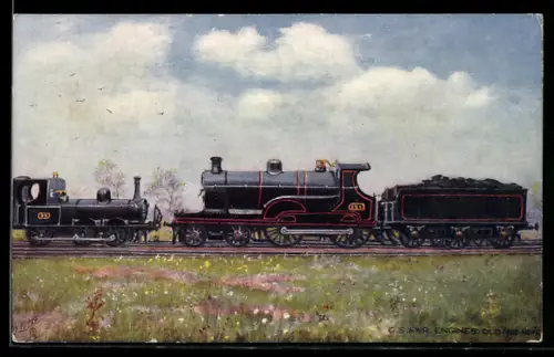 AK Dampflokomotive mit Kohlentender der G. S. & WR Railway in Seitenansicht, englische Eisenbahn