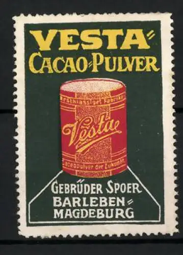 Reklamemarke Barleben, Vesta Cacao-Pulver, Kakaodose