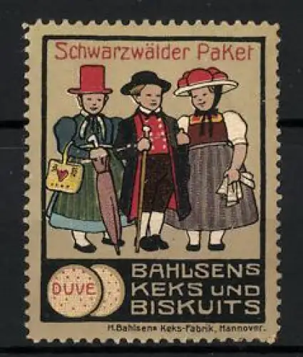 Reklamemarke Hannover, Bahlsens Keks und Biskuits, Schwarzwälder Paket, Trachtengruppe