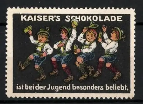 Reklamemarke Kaiser`s Schokolade, Tanzende Kinder in Tracht