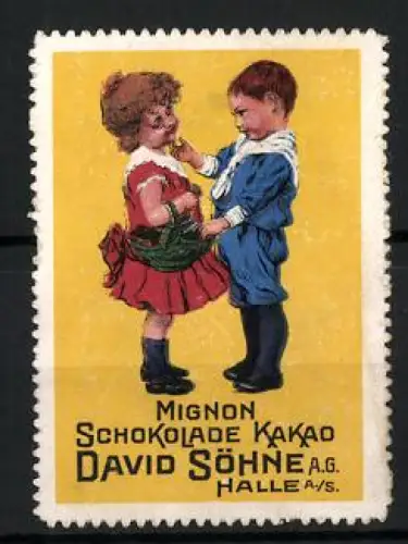 Reklamemarke Halle a. S., Mignon Schokolade & Kakao, Kinderpaar