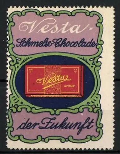 Reklamemarke Vesta, Schmelz-Chocolade, Schokoladentafel