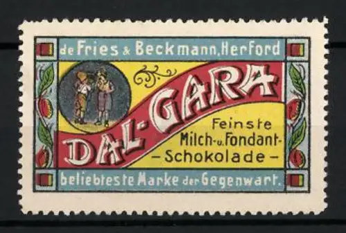 Reklamemarke Herford, de Fries & Beckmann, Dal-Gara Schokolade, Kinder mit Schokolade