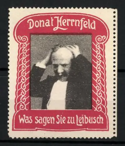 Reklamemarke Donat Herrnfeld, Schauspieler mit Gestikulation