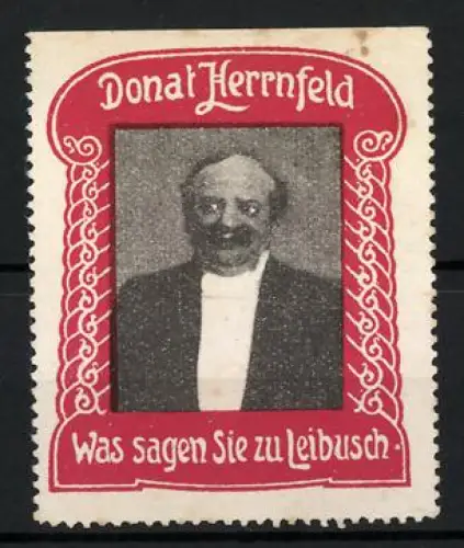 Reklamemarke Portrait von Theaterdirektor Donat Herrnfeld