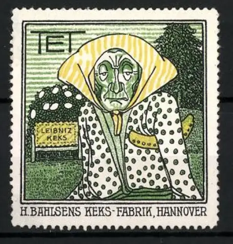 Reklamemarke Hannover, H. Bahlsens Keks-Fabrik, Hexe aus dem Grimm-Märchen Hänsel und Gretel