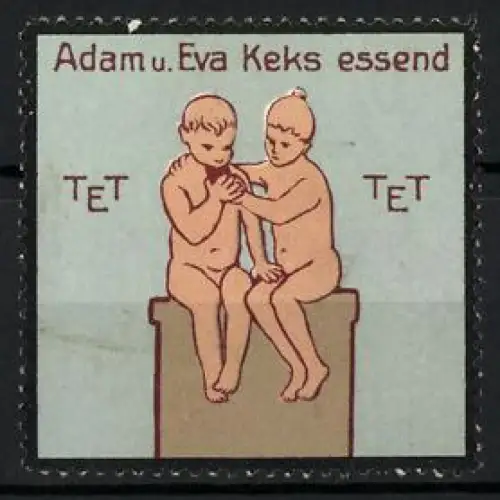 Reklamemarke Hannover, Bahlsen Keks-Fabrik TET, Adam u. Eva Keks essend