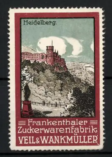 Reklamemarke Heidelberg, Frankenthaler Zuckerwarenfabrik Veil & Wankmüller, Schlossansicht