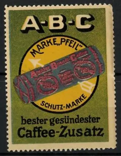 Reklamemarke Aechter Brandt Caffee, Marke Pfeil, A-B-C Caffee-Zusatz-Verpackung