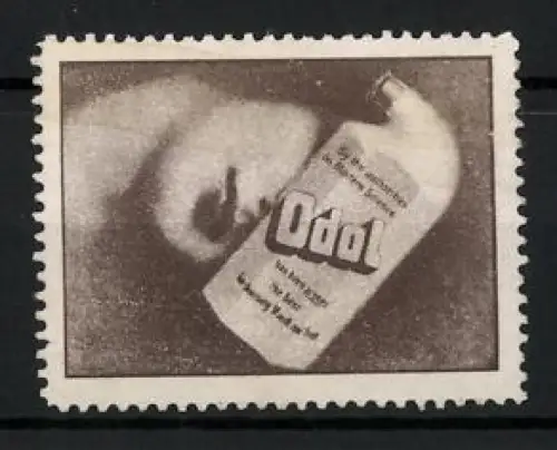 Reklamemarke Odol, Mundwasser-Flasche mit Frauengesicht
