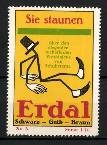 Reklamemarke Schuhcreme Erdal, Männchen mit Zylinder und Schuhen