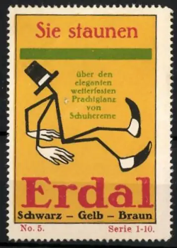 Reklamemarke Schuhcreme Erdal, Strichmännchen mit Schuhen