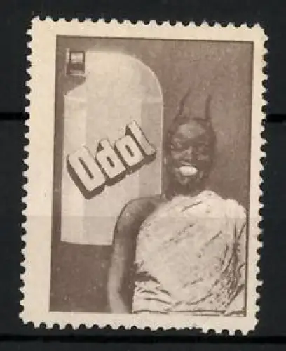 Reklamemarke Lachende Frau mit Odol-Mundwasser