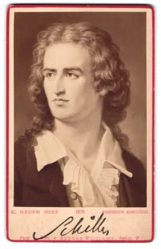 Fotografie Sophus Williams, Berlin, Porträt Friedrich Schiller nach einem Gemälde von E. Hader