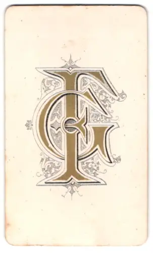 Fotografie Gösta Florman, Stockholm, Regeringsgatan 28A, Monogramm des Fotografen mit goldenen Akzenten