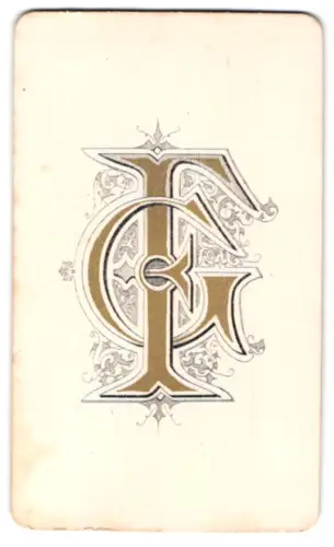 Fotografie Gösta Florman, Stockholm, Regeringsgatan 28A, Monogramm des Fotografen mit floralen Ranken