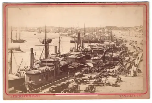 Fotografie A. Felisch, St. Petersburg, Ansicht St. Petersburg, Wassili-Ostrow, Partie im Hafen