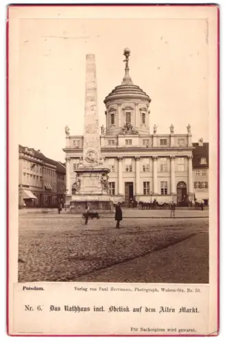 Fotografie Paul Herrmann, Potsdam, Waisen-Str. 58, Ansicht Potsdam, Rathaus mit Obelisk am Alten Markt