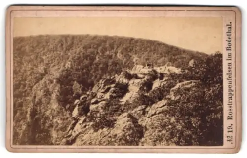 Fotografie unbekannter Fotograf, Ansicht Thale /Bodethal, Rosstrappenfelsen im Bodetal