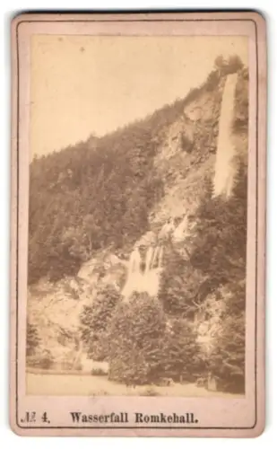 Fotografie unbekannter Fotograf, Ansicht Thale, Blick zum Wasserfall Romkehall