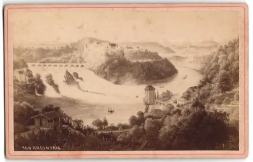 Fotografie Carl Koch, Schaffhausen, Ansicht Rheinfall, Panoramaansicht des Rheinfalls nach einem Gemälde
