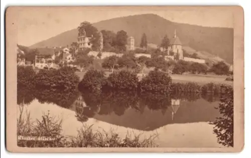 Fotografie Carl Fuchs, Calw, Ansicht Hirsau, Kloster mit Spiegelung im Wasser 1889