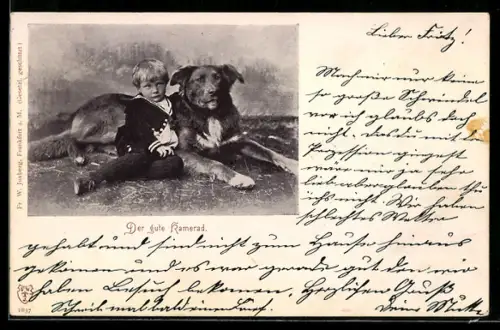 AK Der gute Kamerad, Kleiner Junge mit grossem Hund