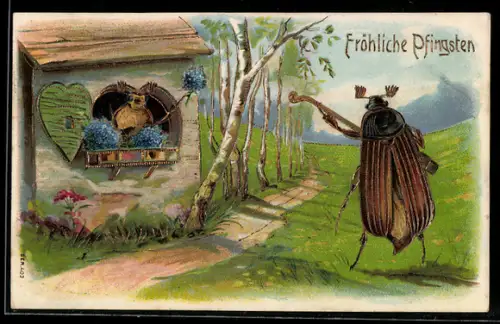 AK Maikäfer bringt der Liebsten ein Ständchen, Pfingstgruss