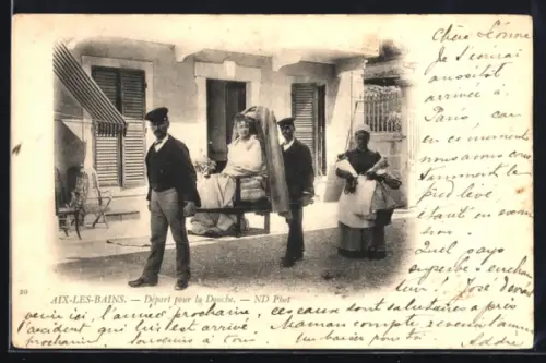AK Aix-les-Bains, Départ pour la Douche